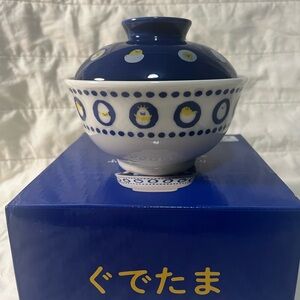 NIB Sanrio Gudetama Donburi Beef Bowl with Lid Blue Version from Japan